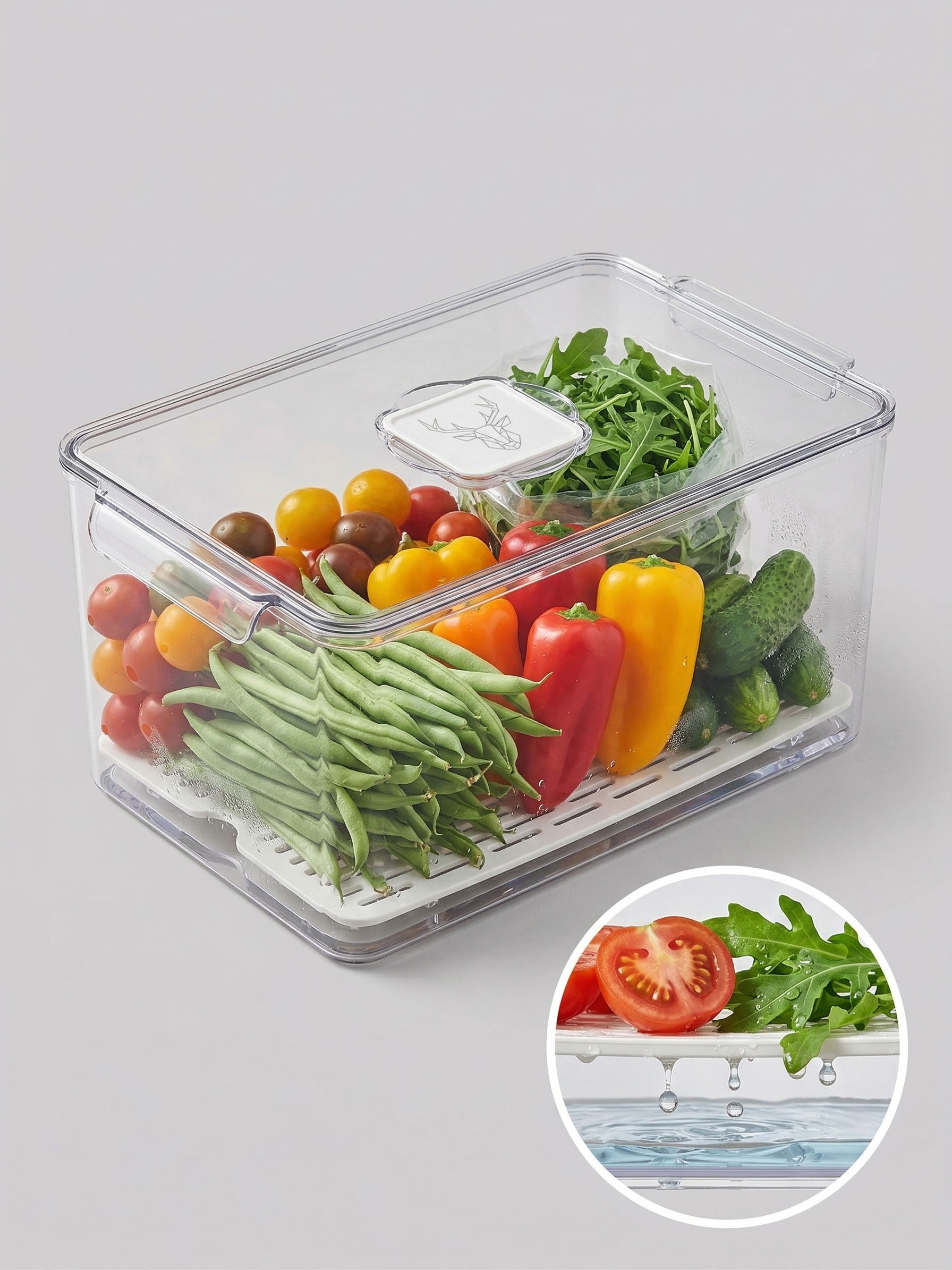 Высокий контейнер-органайзер для холодильника (Дренажный) , модель X-RC1C