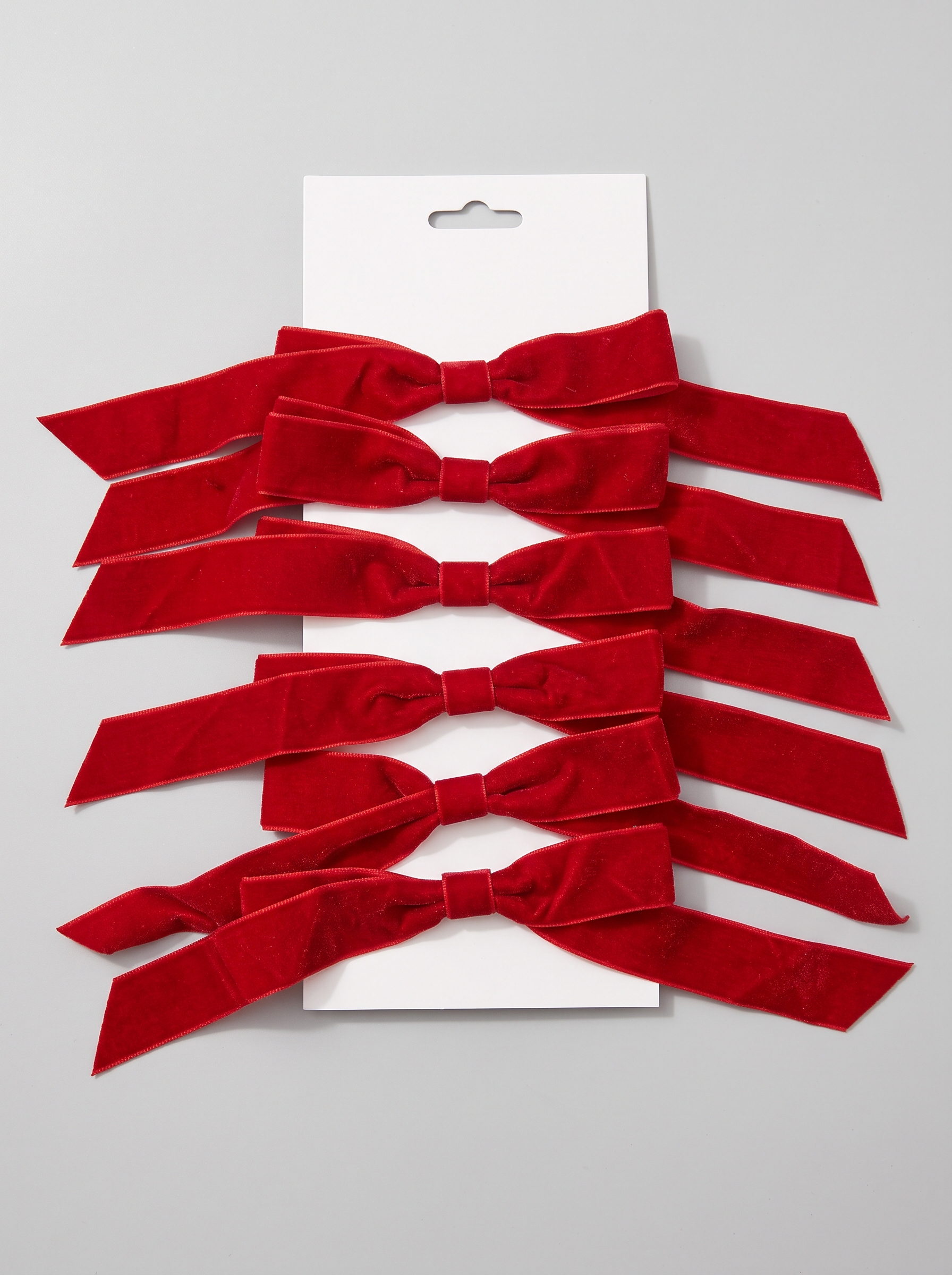 Набор новогодних бархатных бантов красных, 6 шт, 14 × 14 см, X-NYB3B-SET