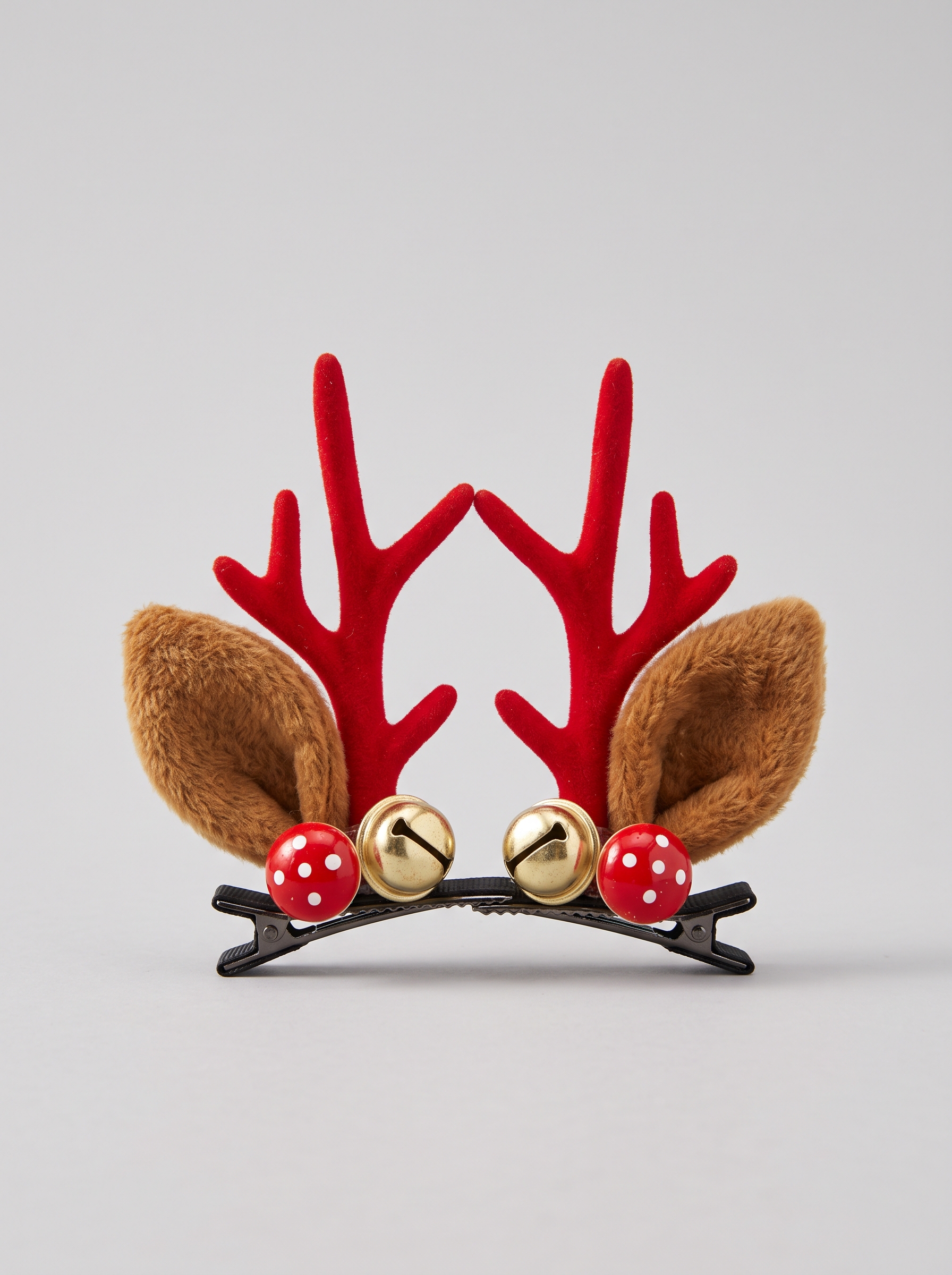 Red Reindeer Antler Hair Clips with Bells, Pair, model X-NYHB9B