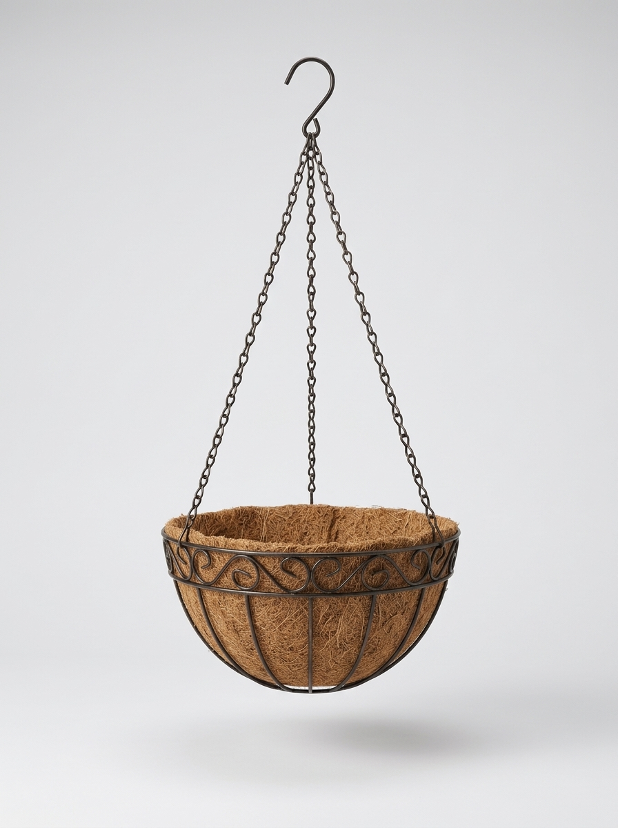 Hanging planter with insert, metal, diameter 25 cm, height 13 cm, hanger up to 56.5 cm, model X-GRM7M