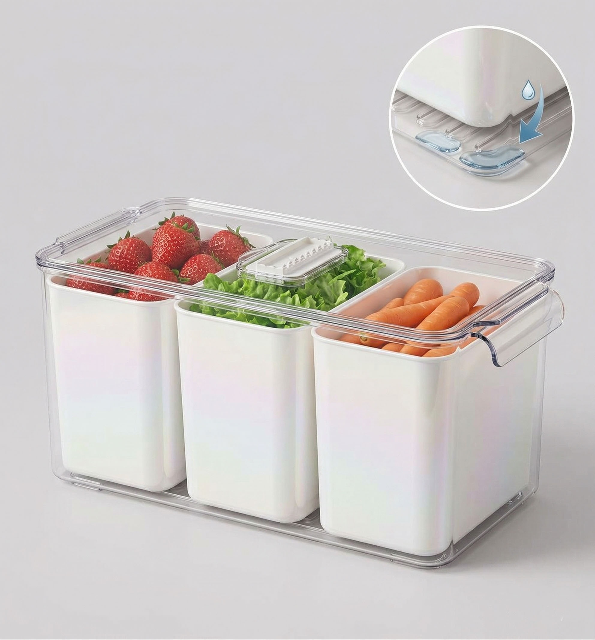 Контейнер-органайзер для холодильника с разделителями (3 секции), модель X-RC1J