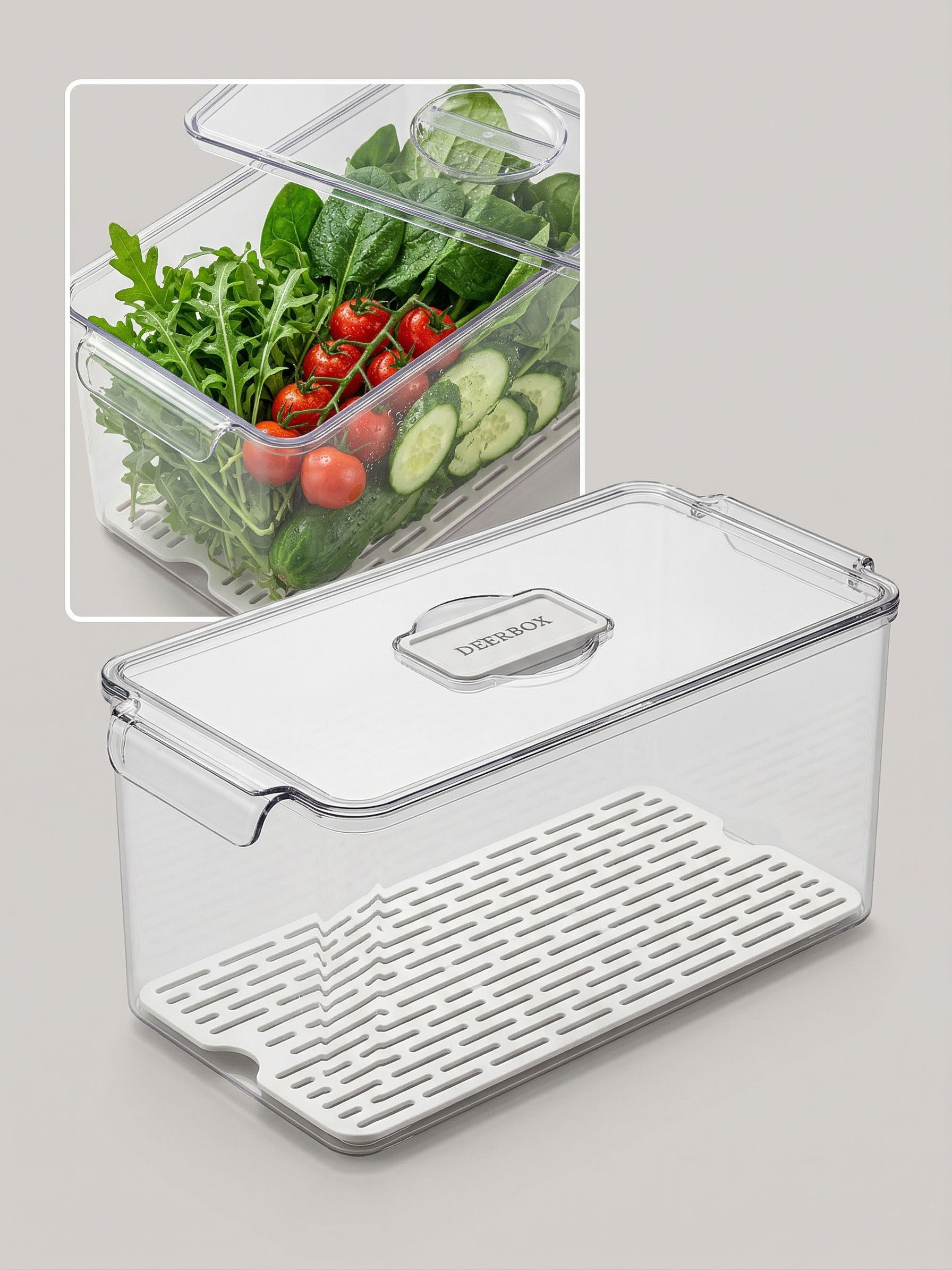 Высокий и узкий контейнер-органайзер для холодильника (Дренажный), модель X-RC1B