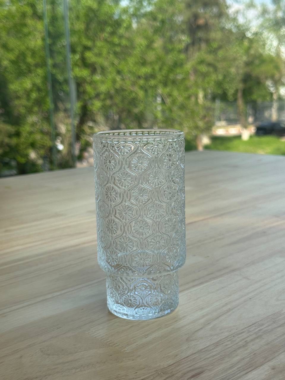 Стеклянный стакан с рельефными волнистыми узорами 250ml, модель GLS1B