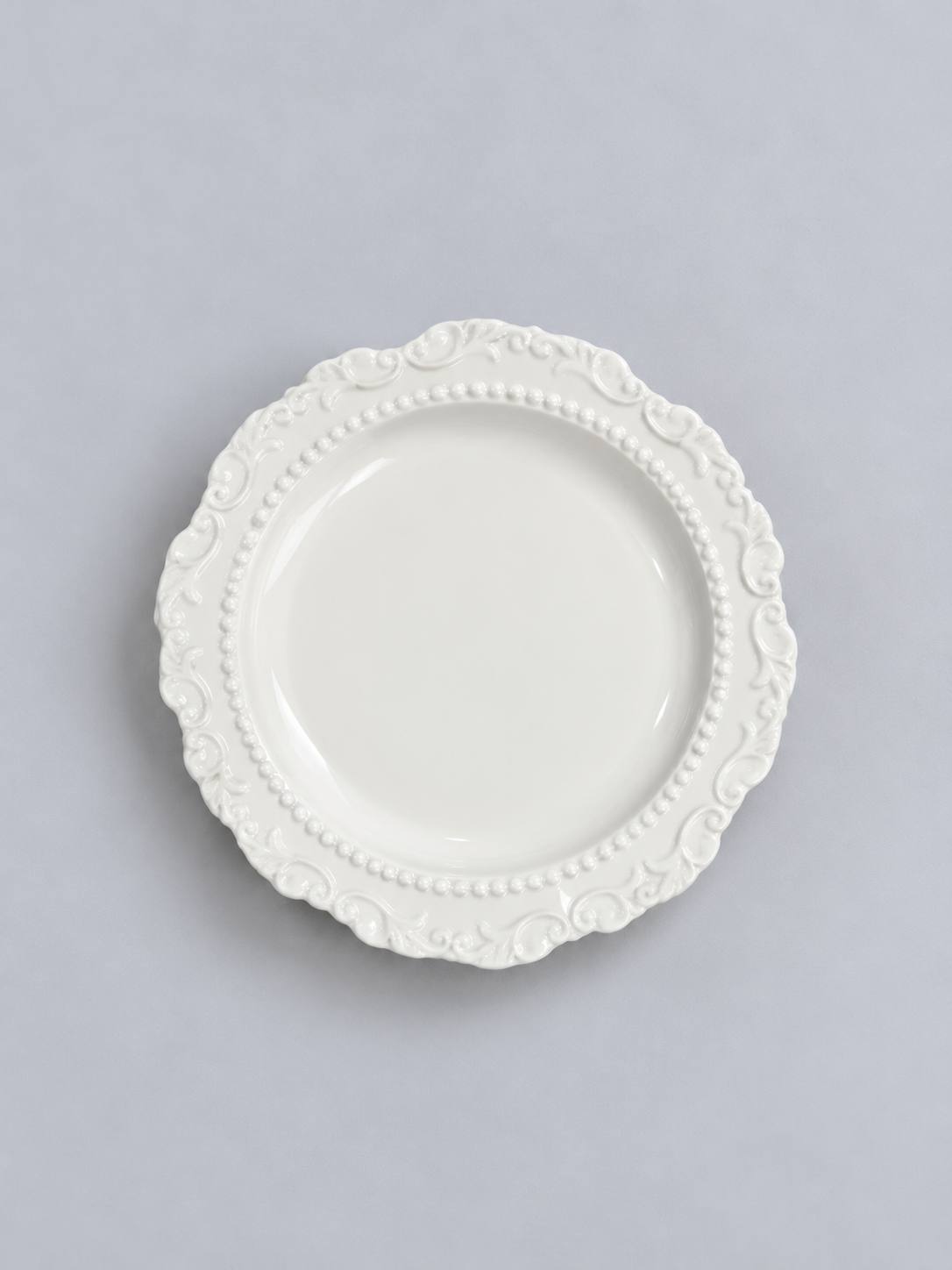 Dessert White Lace ceramic plate with openwork edge, model X-CPL42C