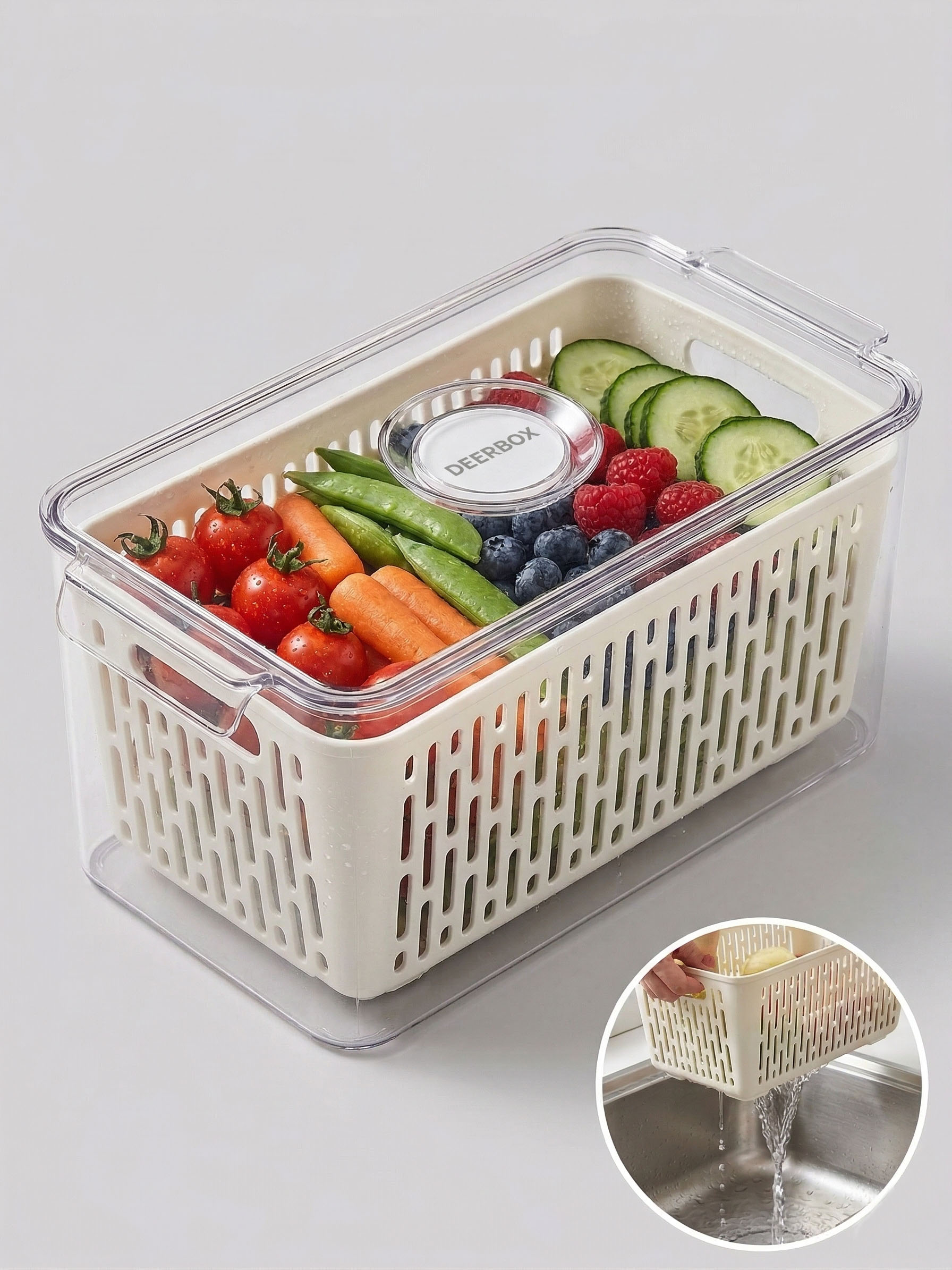 Контейнер для холодильника с корзиной внутри маленький Контейнер-органайзер 2-в-1, модель X-RC1A