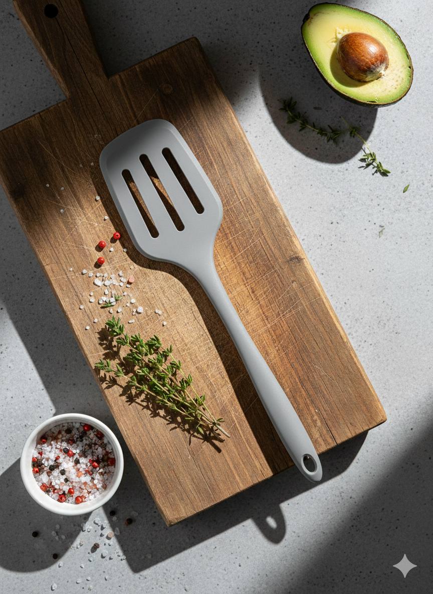 Силиконовая кухонная лопатка (32 см) бежевая X-KS22A