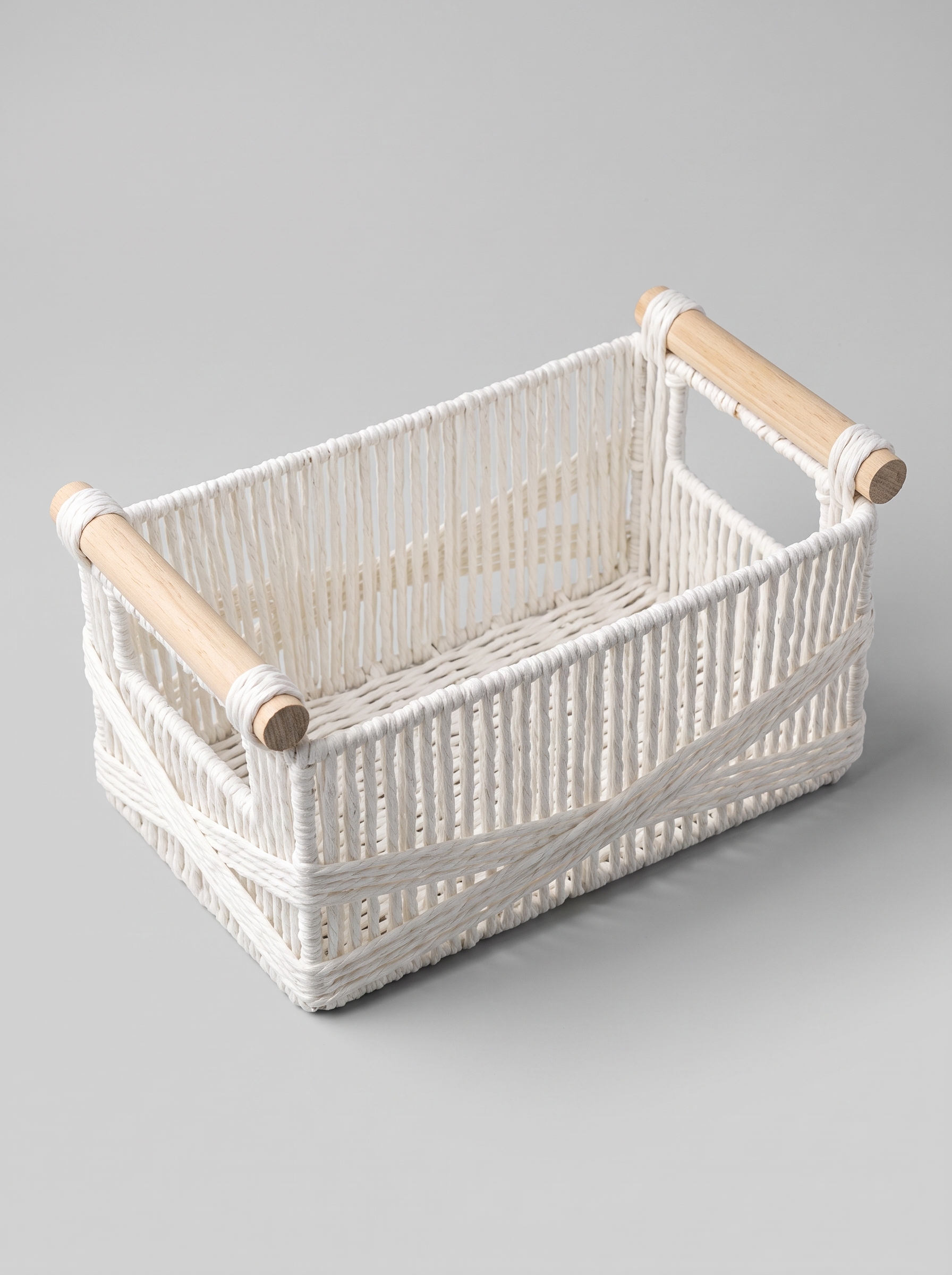 Woven Basket with Wooden Handles, Size S, Model X-BS21S