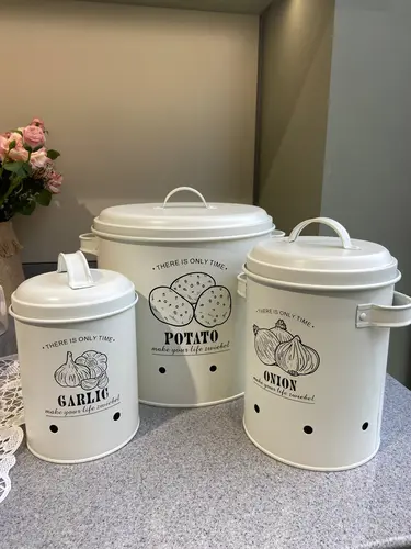 Metal Onion, Potato, and Garlic Container (3-Piece Set) KC7