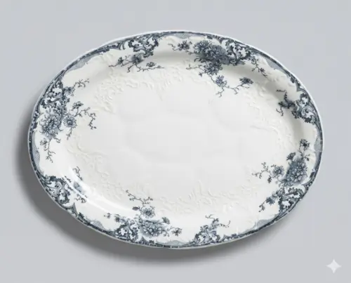 Seramika oval likopcha «To'q ko'k gul-vizantiy» 30sm x 21.5sm, model X-CPL39E