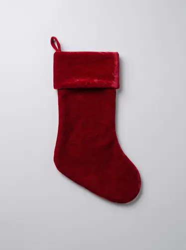 Bordo baxmal yangi yil paypog'i, 22 × 48 sm