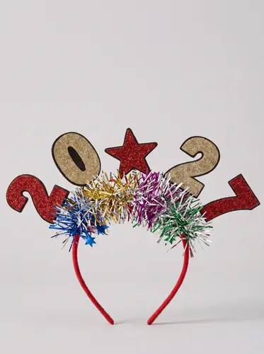 Yoritgichli Yangi yil '2027' soch hayasi, ipak bilan, assorti