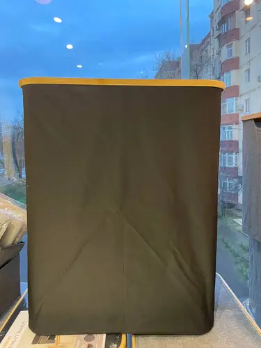 Qora bambuk asosli ikki qopqoqli kir savati