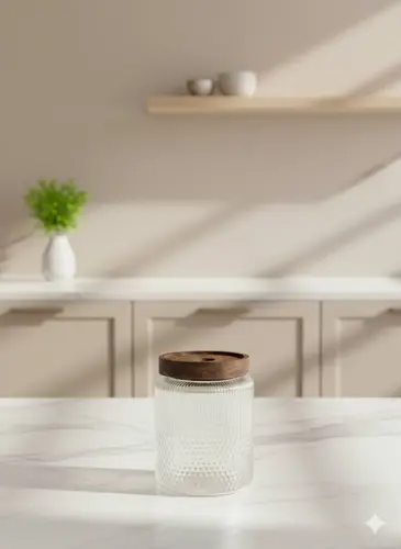 Glass Jar with Acacia Wood Lid (550 ml) X-GL9B