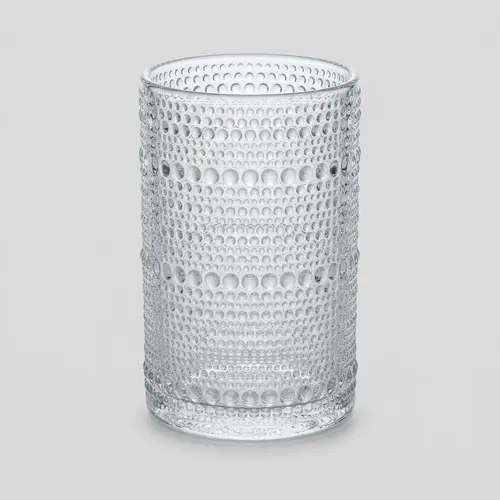 Nuqtali relefli naqshli shisha stakan 350ml, model GLS4