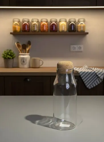 Стеклянная банка  500 мл с темной  крышкой корк 500ml