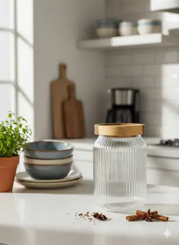 Glass Jar with Wooden Lid (700 ml) X-GL9E