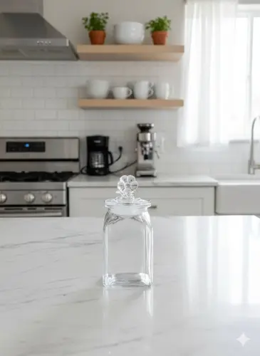 Thick Glass Storage Jar with Flower Lid, 1100 ml X-GL2M