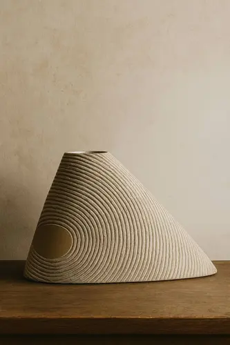 Ifodali teksturali va haykaltarosh shaklli minimalistik dizayner vaza X-VASE1