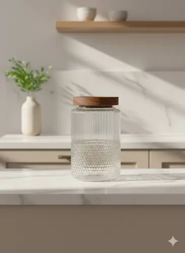 Glass Jar with Acacia Wood Lid (700 ml) X-GL9A