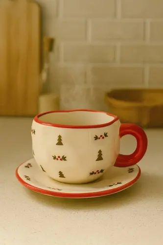 New Year's Cup and Saucer
