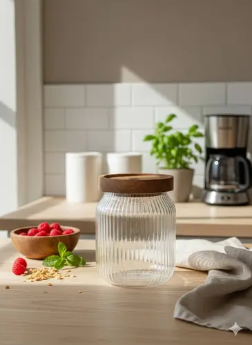 Glass Jar with Acacia Wood Lid (500 ml) X-GL9F