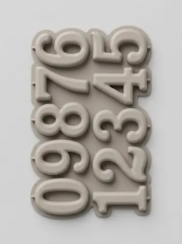 Thick silicone candle and candy mold, large numbers with wick channel, Model KS134