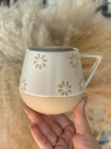 Delicate Ceramic Mug with Floral Pattern