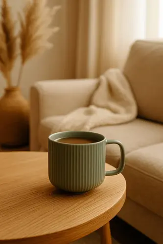 Stylish Ceramic Mug with Vertical Relief Lines